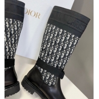 Perfect Dior D-Major Medium Boots in Oblique Fabric and Calfskin D09021 1029021
