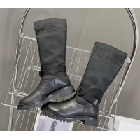 Unique Style Dior D-Major Medium Boots in Fabric and Calfskin All Black D09021 1029023