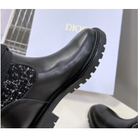 Best Price Dior D-Major High Boots in Black Calfskin with Black and White Cannage Tweed 1029016