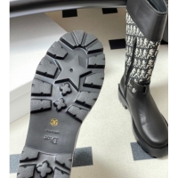 Popular Style Dior D-Town High Boots in Black Calfskin and Oblique Canvas with Buckle 1029026