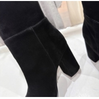 Shop Duplicate Dior D-Town Heel High Boots 8cm in Black Supple Suede with Signature 1029030