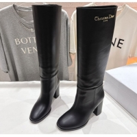 Durable Dior D-Town Heel High Boots 8cm in Black Supple Calfskin Leather with Signature 1029031