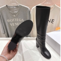 Durable Dior D-Town Heel High Boots 8cm in Black Supple Calfskin Leather with Signature 1029031