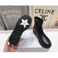 Good Product Dior D-Town Flat Ankle Boots in Black Calfskin Leather with Signature Black 1029032