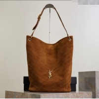 Grade Promotional Saint Laurent Niki Supple Bucket Bag in Suede 8443461 Caramel Cognac Brown 2025