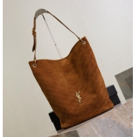 Grade Promotional Saint Laurent Niki Supple Bucket Bag in Suede 8443461 Caramel Cognac Brown 2025