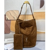 Best Quality Saint Laurent Niki Supple Bucket Bag in Suede 8443461 Brown 2025