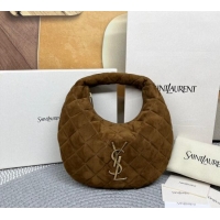 Top Quality Saint Laurent Icarino Mini Bag in Quilted Suede 851689 Brown 2025