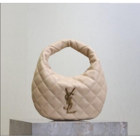 Good Quality Saint Laurent Icarino Mini Bag in Quilted Nappa Leather 851689 Beige Pink 2025