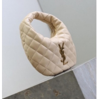 Good Quality Saint Laurent Icarino Mini Bag in Quilted Nappa Leather 851689 Beige Pink 2025