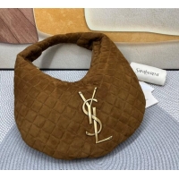 Grade Design Saint Laurent Icarino Hobo Bag in Quilted Suede 858160 Brown 2025