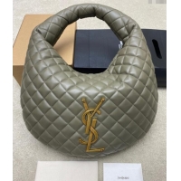 Unique Grade Saint Laurent Icarino Hobo Bag in Quilted Nappa Leather 858160 Dusty Green 2025
