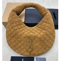 Promotional Saint Laurent Icarino Hobo Bag in Quilted Suede 858160 Caramel Cognac Brown 2025