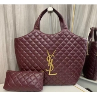Trendy Design Saint Laurent Icare Maxi Shopping Bag in Quilted Nappa Leather 698651 Burgundy 2025