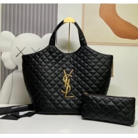 Best Price Saint Laurent Icare Maxi Shopping Bag in Quilted Nappa Leather 698651 Black 2025