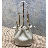 Super Quality Saint Laurent Cassandre Bucket Bag in Lambskin Leather 840886 White 2025