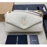 Top Quality Saint Laurent Calypso Large Bag in Grained Lambskin 777399 White 2025