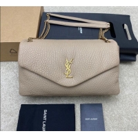 Super Quality Saint Laurent Calypso Large Bag in Grained Lambskin 777399 Beige Grey 2025