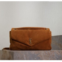Promotional Saint Laurent Calypso Large Bag in Suede 777399 Brown Yellow 2025