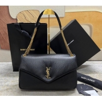 Promotional Saint Laurent Calypso Large Bag in Grained Lambskin 777399 Black 2024