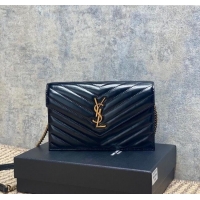 Best Quality Saint Laurent Cassandre Envelope Chain Wallet in Matelasse Patent Leather 742920 Black 2025