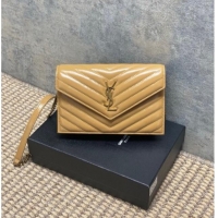 Grade Design Saint Laurent Cassandre Envelope Chain Wallet in Matelasse Patent Leather 742920 Beige 2025