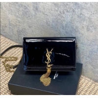 Unique Grade Saint Laurent Kate Small Chain and Tassel Bag in Patent Leather 354122 Black 2025