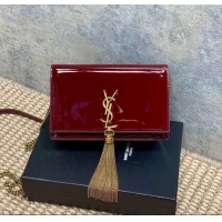 Famous Brand Saint Laurent Kate Small Chain and Tassel Bag in Patent Leather 354122 Red 2025