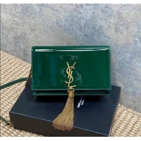 Good Product Saint Laurent Kate Small Chain and Tassel Bag in Patent Leather 354122 Green 2025