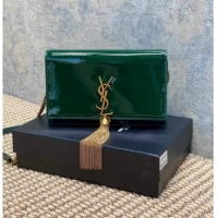 Good Product Saint Laurent Kate Small Chain and Tassel Bag in Patent Leather 354122 Green 2025