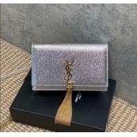 Super Quality Saint Laurent Kate Small Chain and Tassel Bag in Grained Leather 354122 Silver 2025