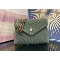Trendy Design Saint Laurent Loulou Large Bag in "Y" Suede 459749 Light Green 2025