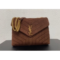 New Design Saint Laurent Loulou Large Bag in "Y" Suede 459749 Dark Brown 2025