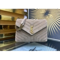 Promotional Discount Saint Laurent Loulou Large Bag in "Y" Suede 459749 Grey 2025