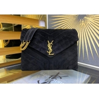 New Fashion Saint Laurent Loulou Large Bag in "Y" Suede 459749 Black 2025