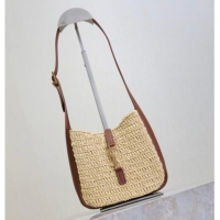 Best Product Saint Laurent LE 5 A 7 Baby Mini Bag in Straw and Leather 809461 Beige/Brown 2025