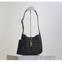 Famous Brand Saint Laurent LE 5 A 7 Baby Mini Bag in Straw and Leather 809461 Black 2025