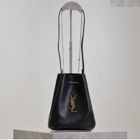 Super Quality Saint Laurent Pochon Bucket Bag in Lambskin Leather 801070 Black 2025
