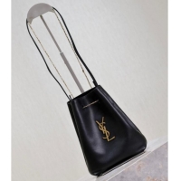 Super Quality Saint Laurent Pochon Bucket Bag in Lambskin Leather 801070 Black 2025