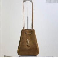 Trendy Design Saint Laurent Pochon Bucket Bag in Suede 801070 Brown 2025