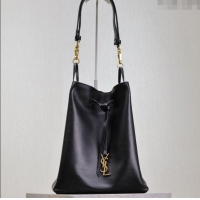 Super Quality Saint Laurent Paris VII Pochon Bucket Bag in Lambskin Leather 804302 Black 2025