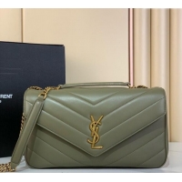 Promotional Saint Laurent Loulou Medium Bag in Matelasse Lambskin 801439 Green 2025