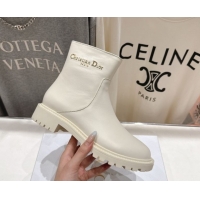 Purchase Dior D-Town Flat Ankle Boots in Black Calfskin Leather with Signature White 1029033
