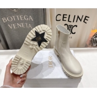 Purchase Dior D-Town Flat Ankle Boots in Black Calfskin Leather with Signature White 1029033