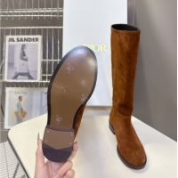 Unique Style Dior D-Town Flat High Boots in Supple Suede with Signature Brown 1029034