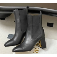 Grade Quality Dior D-Art Heeled Ankle Boots 8cm in Calfskin Leather Black 1029039