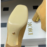 Top Grade Dior D-Art Heeled Ankle Boots 8cm in Suede Yellow 1029042