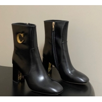 Luxury Cheap Dior D-Art Heeled Ankle Boots 8cm in Calfskin with CD Letters Black 1029043