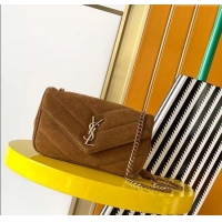 Promotional Saint Laurent Loulou Mini Bag in Matelasse Suede 821749 Brown 2025