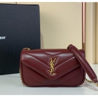Top Grade Saint Laurent Loulou Mini Bag in Matelasse Lambskin 821749 Rouge Cabernet Red 2025